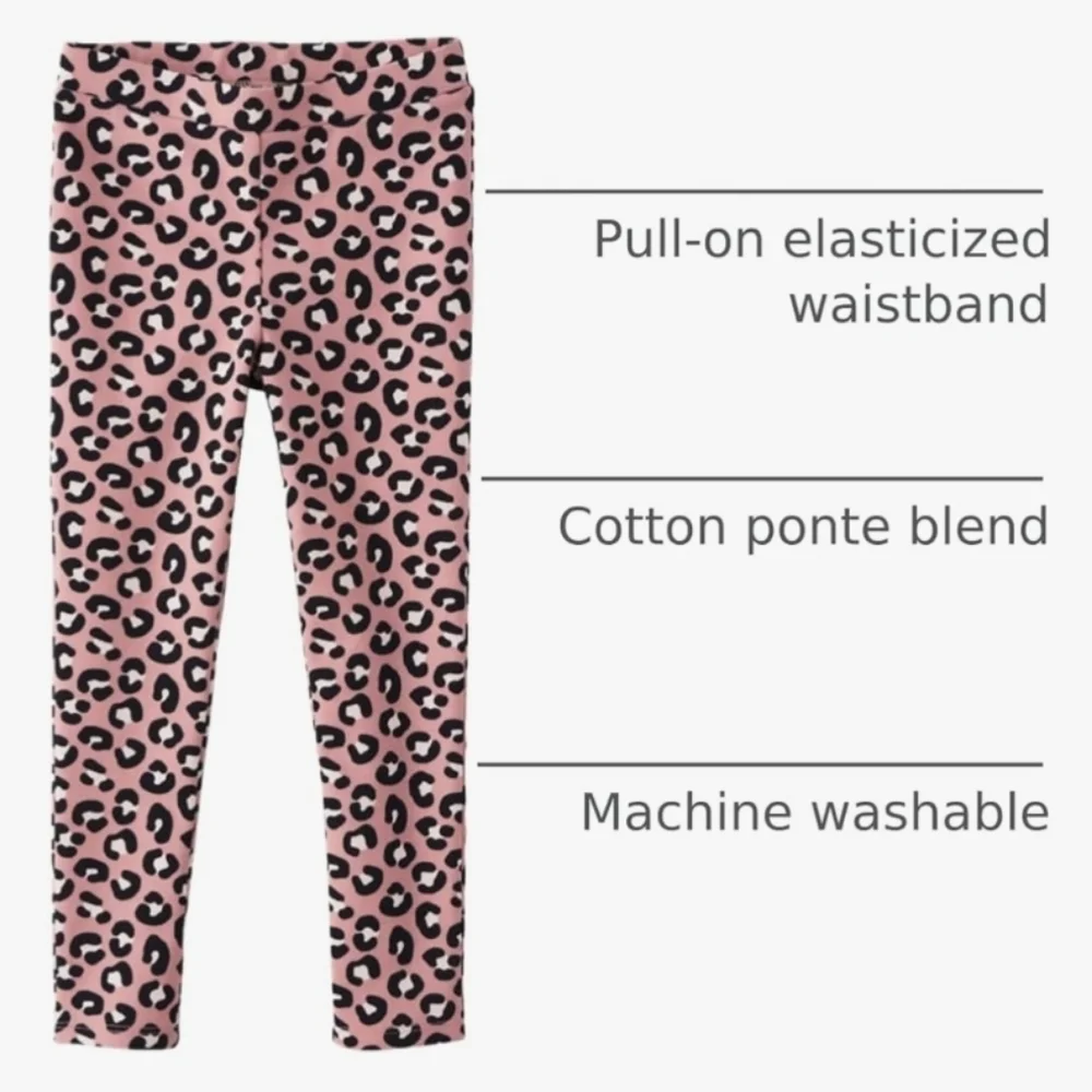 Gymboree Leggings Leopard Animal Print Pink Black Stretch Size 12-18mo NEW